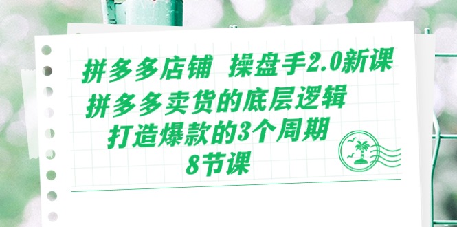 拼多多店铺操盘手2.0新课，拼多多卖货的底层逻辑，打造爆款的3个周期（8节）-喃哩哩