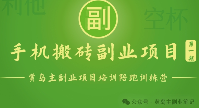 手机搬砖小副业项目训练营1.0，实测1小时收益50+，一部手机轻松日入100+-喃哩哩