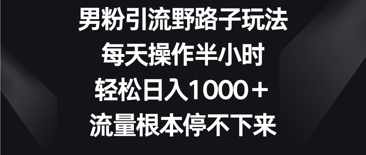 男粉引流野路子玩法，每天操作半小时轻松日入1000＋，流量根本停不下来-喃哩哩