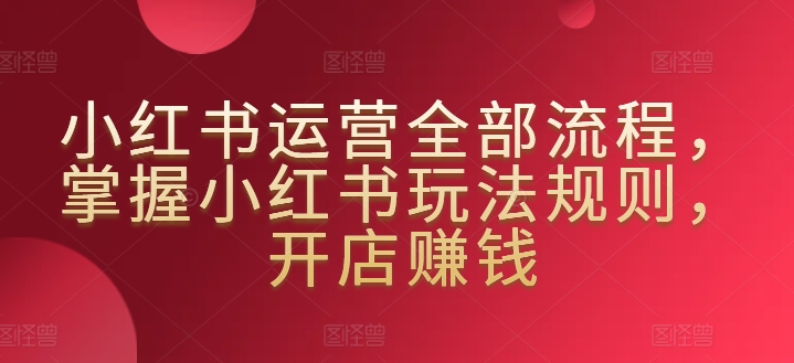 小红书运营全部流程，掌握小红书玩法规则，开店赚钱-喃哩哩