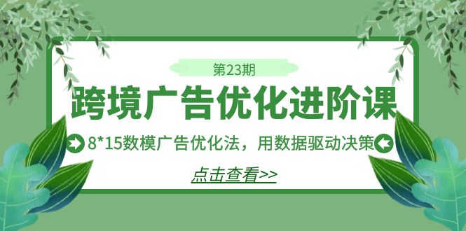 跨境广告·优化进阶课·第23期，8*15数模广告优化法，用数据驱动决策-喃哩哩