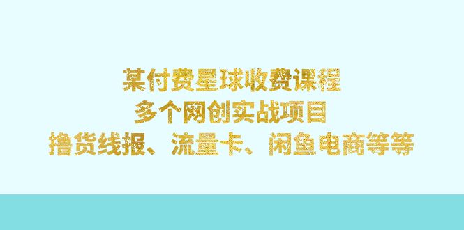 某付费星球课程：多个网创实战项目，撸货线报、流量卡、闲鱼电商等等-喃哩哩