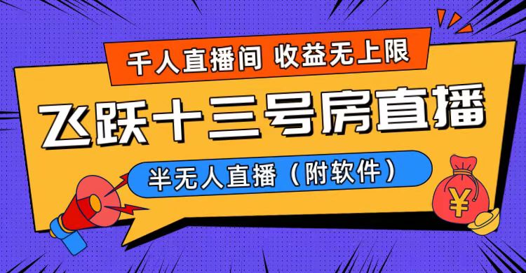 爆火飞跃十三号房半无人直播，一场直播上千人，日入过万！（附软件）-喃哩哩