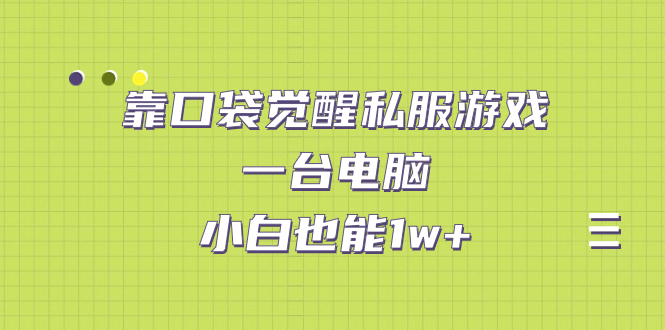 靠口袋觉醒私服游戏，一台电脑，小白也能1w+（教程+工具+资料）-喃哩哩