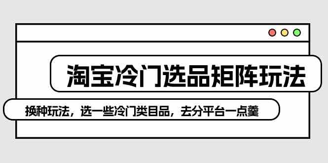 （10159期）淘宝冷门选品矩阵玩法：换种玩法，选一些冷门类目品，去分平台一点羹-喃哩哩