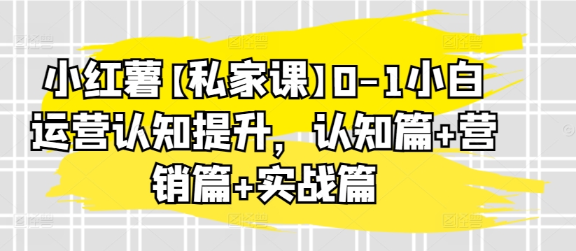 小红薯【私家课】0-1小白运营认知提升，认知篇+营销篇+实战篇-喃哩哩