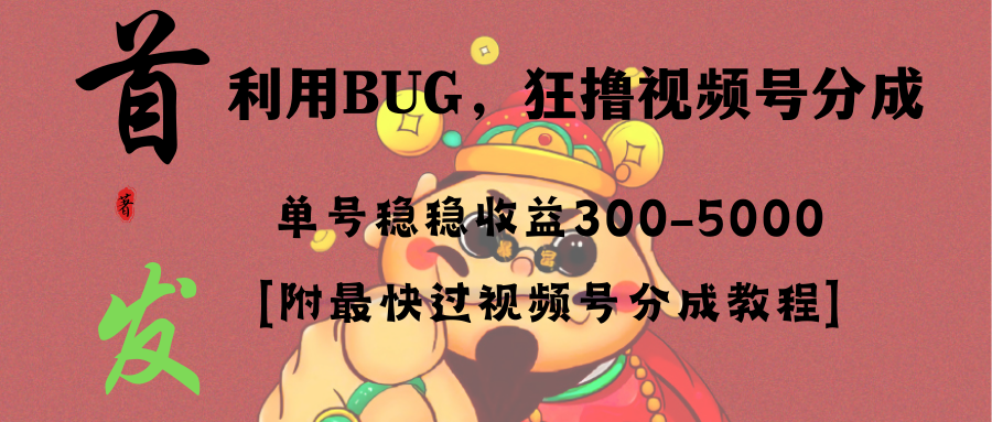全网独家首发，视频号BUG，超短期项目，单号每日净收益300-5000！-喃哩哩