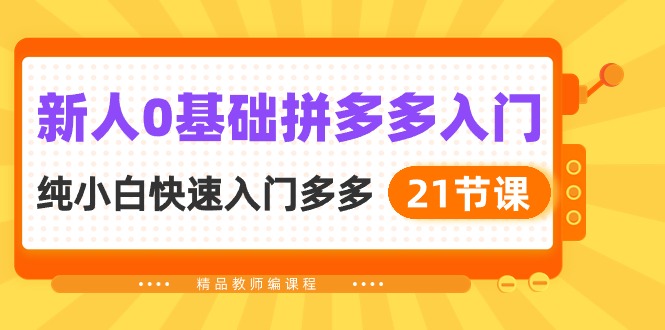 新人0基础拼多多入门，纯小白快速入门多多（21节课）-喃哩哩