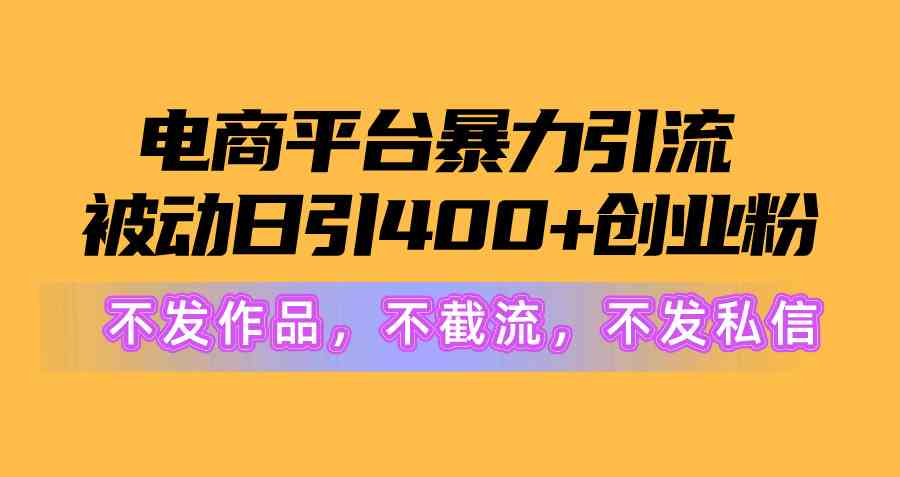 （10168期）电商平台暴力引流,被动日引400+创业粉不发作品，不截流，不发私信-喃哩哩
