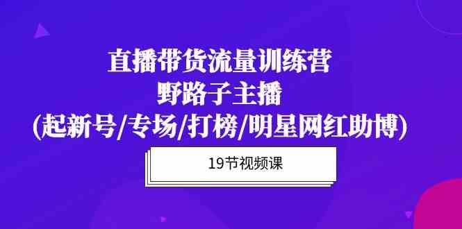 （10016期）直播带货流量特训营，野路子主播(起新号/专场/打榜/明星网红助博)19节课-喃哩哩