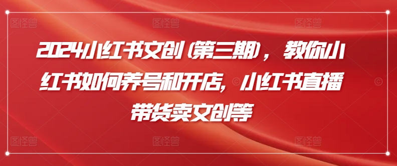 2024小红书文创(第三期)，教你小红书如何养号和开店，小红书直播带货卖文创等-喃哩哩