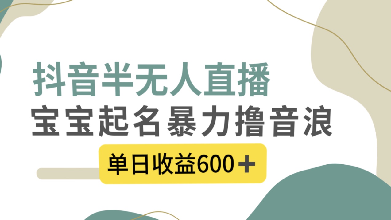 抖音半无人直播，宝宝起名，暴力撸音浪，单日收益600+-喃哩哩