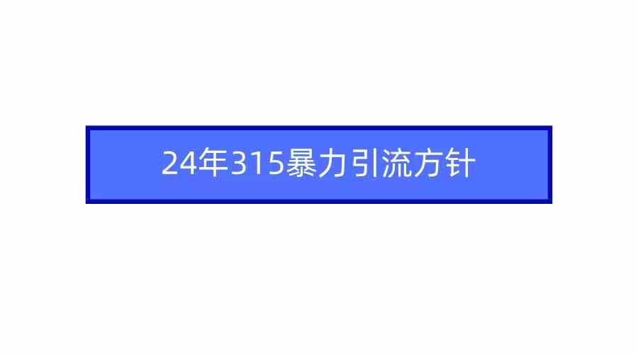 （9398期）2024年315暴力引流方针-喃哩哩