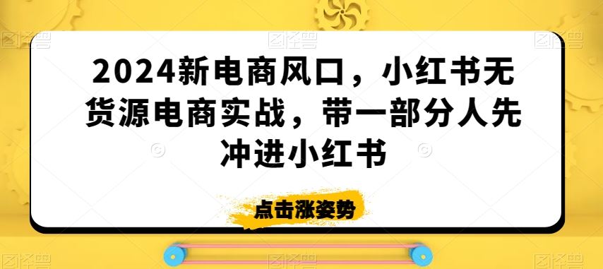 2024新电商风口，小红书无货源电商实战，带一部分人先冲进小红书-喃哩哩