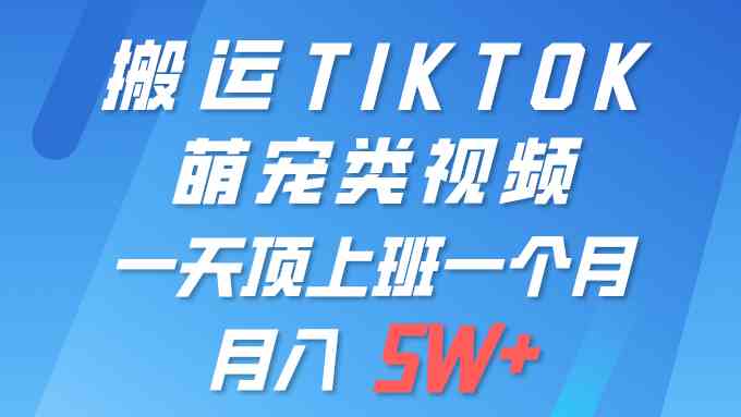 （9931期）一键搬运TIKTOK萌宠类视频 一部手机即可操作 所有平台均可发布 轻松月入5W+-喃哩哩