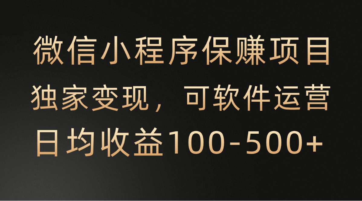 微信小程序，腾讯保赚项目，可软件自动运营，日均100-500+收益有保障-喃哩哩