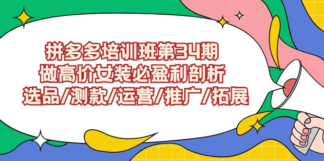 拼多多培训班第34期：做高价女装必盈利剖析 选品/测款/运营/推广/拓展-喃哩哩
