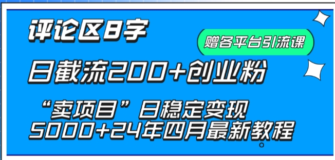 抖音评论区8字日截流200+创业粉 “卖项目”日稳定变现5000+-喃哩哩