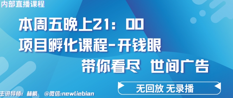 4.26日内部回放课程《项目孵化-开钱眼》赚钱的底层逻辑-喃哩哩