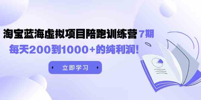 （9541期）黄岛主《淘宝蓝海虚拟项目陪跑训练营7期》每天200到1000+的纯利润-喃哩哩