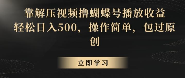 靠解压视频撸蝴蝶号播放收益，轻松日入500，操作简单，包过原创【揭秘】-喃哩哩