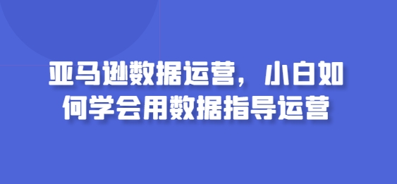 亚马逊数据运营，小白如何学会用数据指导运营-喃哩哩