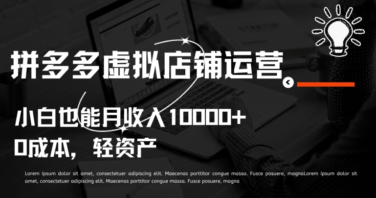 拼多多虚拟店铺运营小白也能月收入10000+-喃哩哩