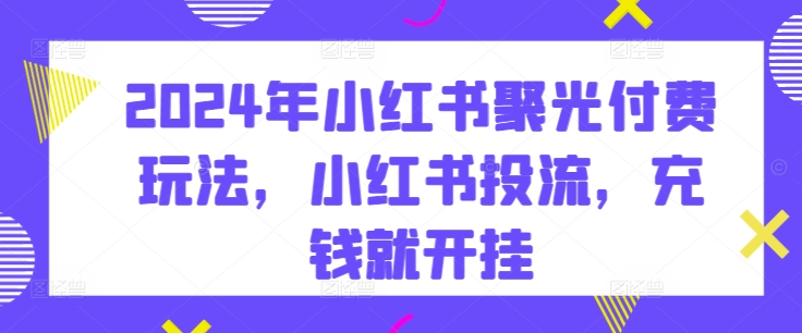 2024年小红书聚光付费玩法，小红书投流，充钱就开挂-喃哩哩