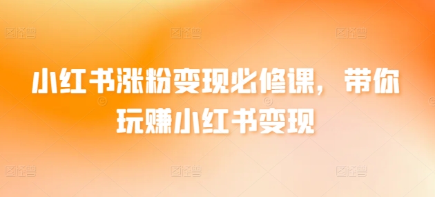 小红书涨粉变现必修课，带你玩赚小红书变现-喃哩哩