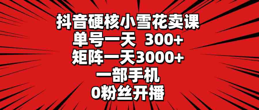（9551期）抖音硬核小雪花卖课，单号一天300+，矩阵一天3000+，一部手机0粉丝开播-喃哩哩