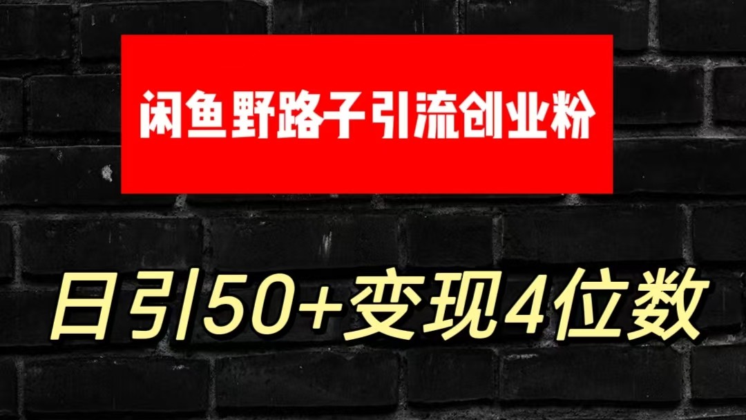 大眼闲鱼野路子引流创业粉，日引50+单日变现四位数-喃哩哩