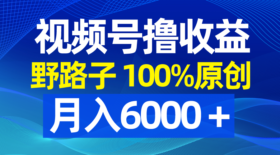 视频号野路子撸收益，100%原创，条条爆款，月入6000＋-喃哩哩