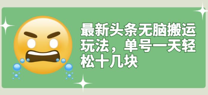 最新头条无脑搬运玩法，单号一天轻松十几块【视频教程+搬运软件】￼-喃哩哩