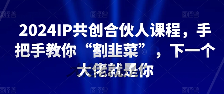 2024IP共创合伙人课程，手把手教你“割韭菜”，下一个大佬就是你-喃哩哩