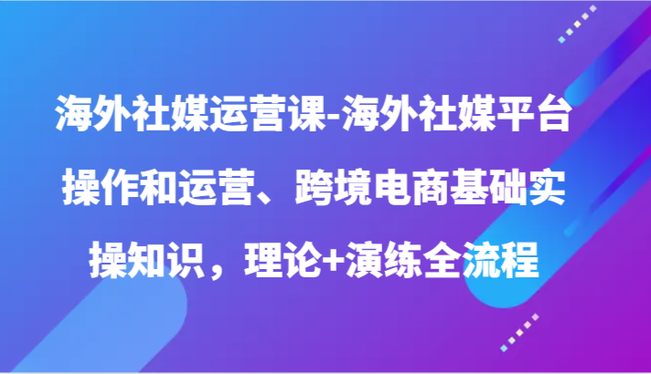海外社媒运营课-海外社媒平台操作和运营、跨境电商基础实操知识，理论+演练全流程-喃哩哩