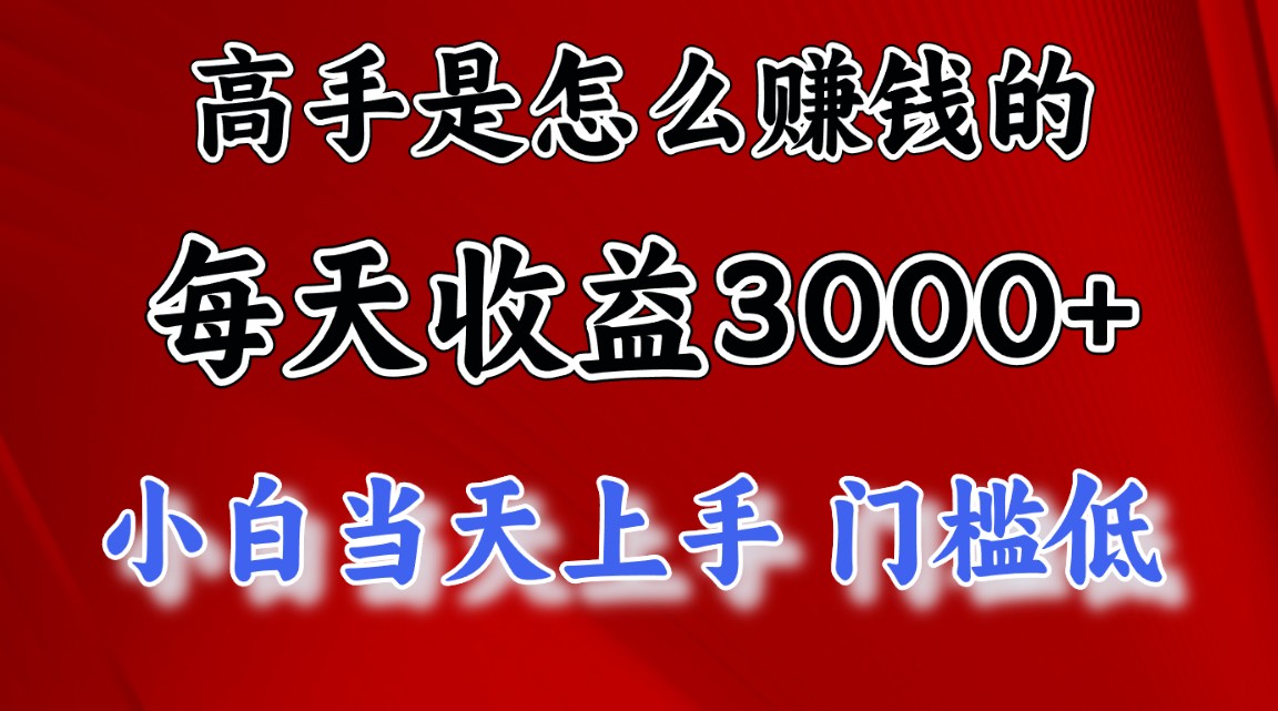 高手是怎么赚钱的，一天收益3000+ 这是穷人逆风翻盘的一个项目，非常…-喃哩哩
