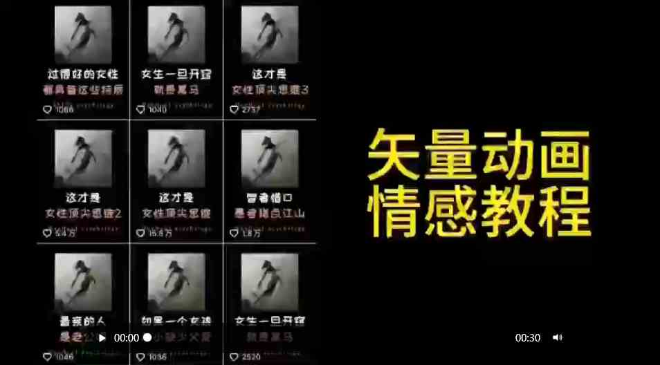 （9334期）矢量动画情感教程：高点赞涨粉，适合情感、思维、创业教育等赛道-喃哩哩