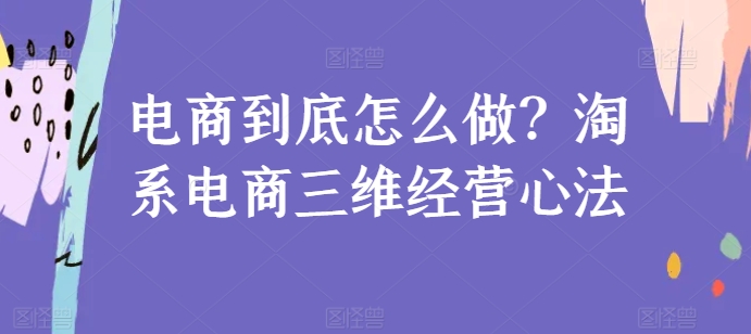 电商到底怎么做？淘系电商三维经营心法-喃哩哩