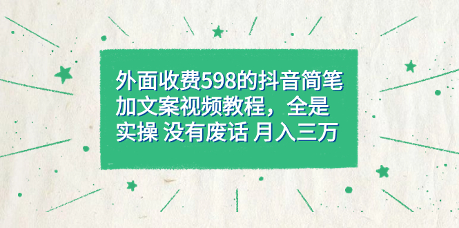 外面收费598抖音简笔加文案教程，全是实操 没有废话 月入三万（教程+资料）-喃哩哩