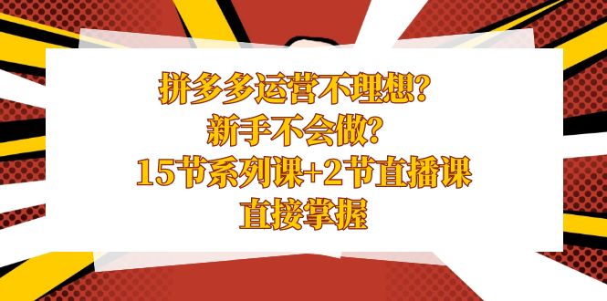 拼多多运营不理想？新手不会做？15节系列课+2节直播课，直接掌握-喃哩哩