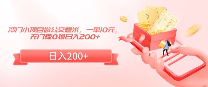 冷门小项目做公交赚米，一单10元，无门槛0撸日入200+【揭秘】-喃哩哩