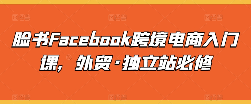 脸书Facebook跨境电商入门课，外贸·独立站必修-喃哩哩