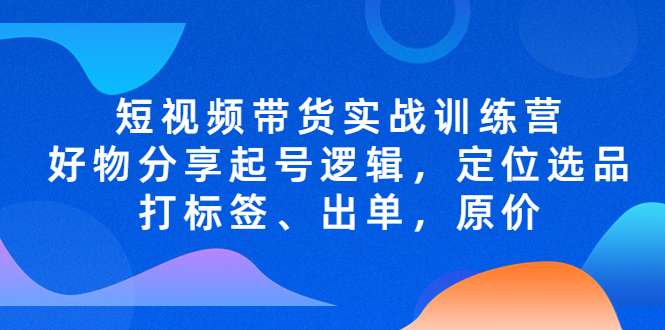 短视频带货实战训练营，好物分享起号逻辑，定位选品打标签、出单，原价-喃哩哩