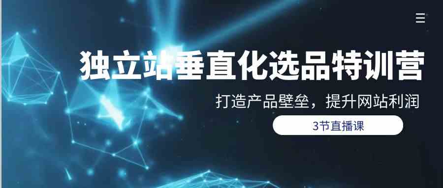 （9925期）独立站-垂直化选品训练营，打造产品壁垒，提升网站利润（3节直播课）-喃哩哩