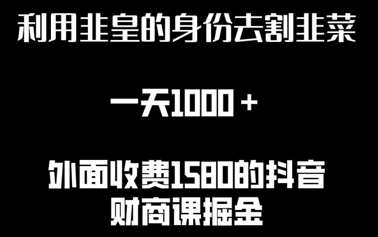 利用非皇的身份去割韭菜，一天1000+(附详细资源)-喃哩哩