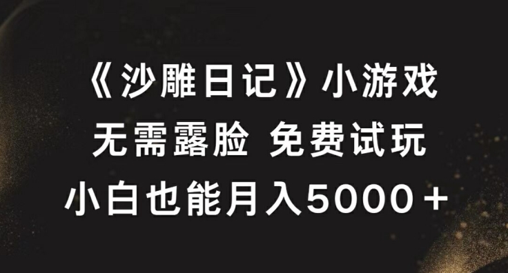 《沙雕日记》小游戏，无需露脸免费试玩，小白也能月入5000+【揭秘】-喃哩哩
