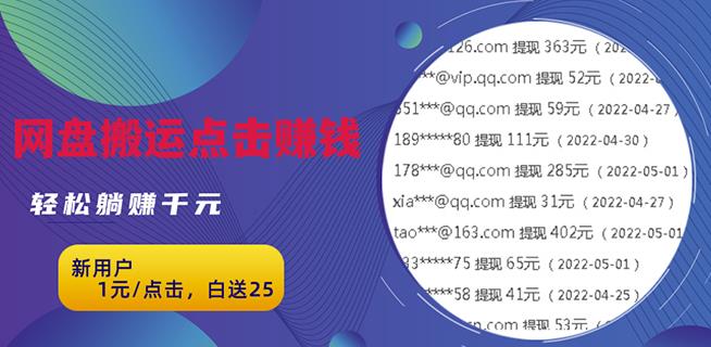 无脑搬运网盘项目，1元1次点击，每天30分钟打造躺赚管道，收益无上限￼-喃哩哩