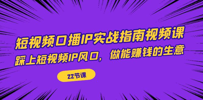 短视频口播IP实战指南视频课，踩上短视频IP风口，做能赚钱的生意（22节课）-喃哩哩