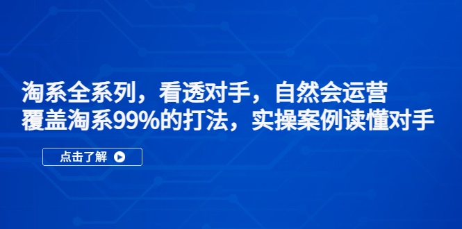 淘系全系列，看透对手，自然会运营，覆盖淘系99%·打法，实操案例读懂对手-喃哩哩