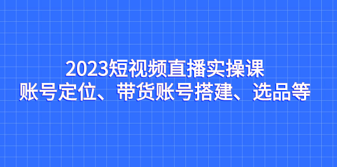 2023短视频直播实操课，账号定位、带货账号搭建、选品等-喃哩哩